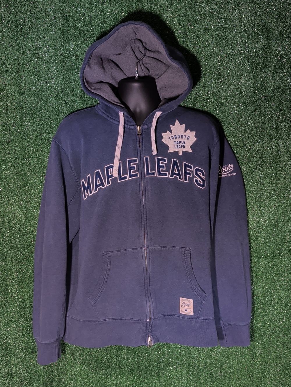Roots Toronto Maple Leafs Navy Blue Full-Zip Hoodie Size XL